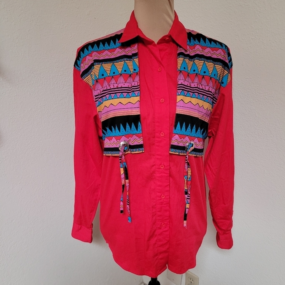 Vintage Frontier Series By Wrangler Red Tassel Cowgirl Shirt